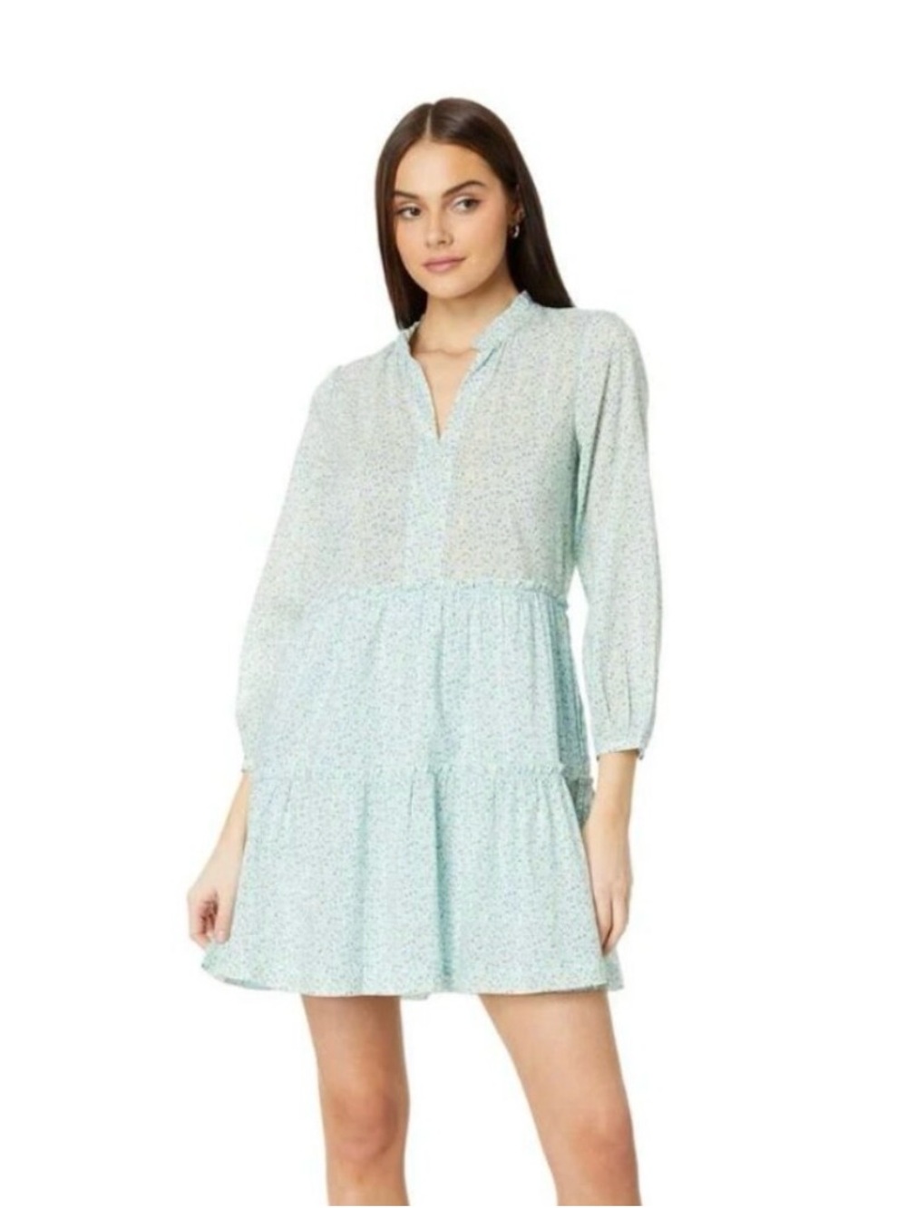 Vineyard Vines Mint Floral Tiered Mini Dress
